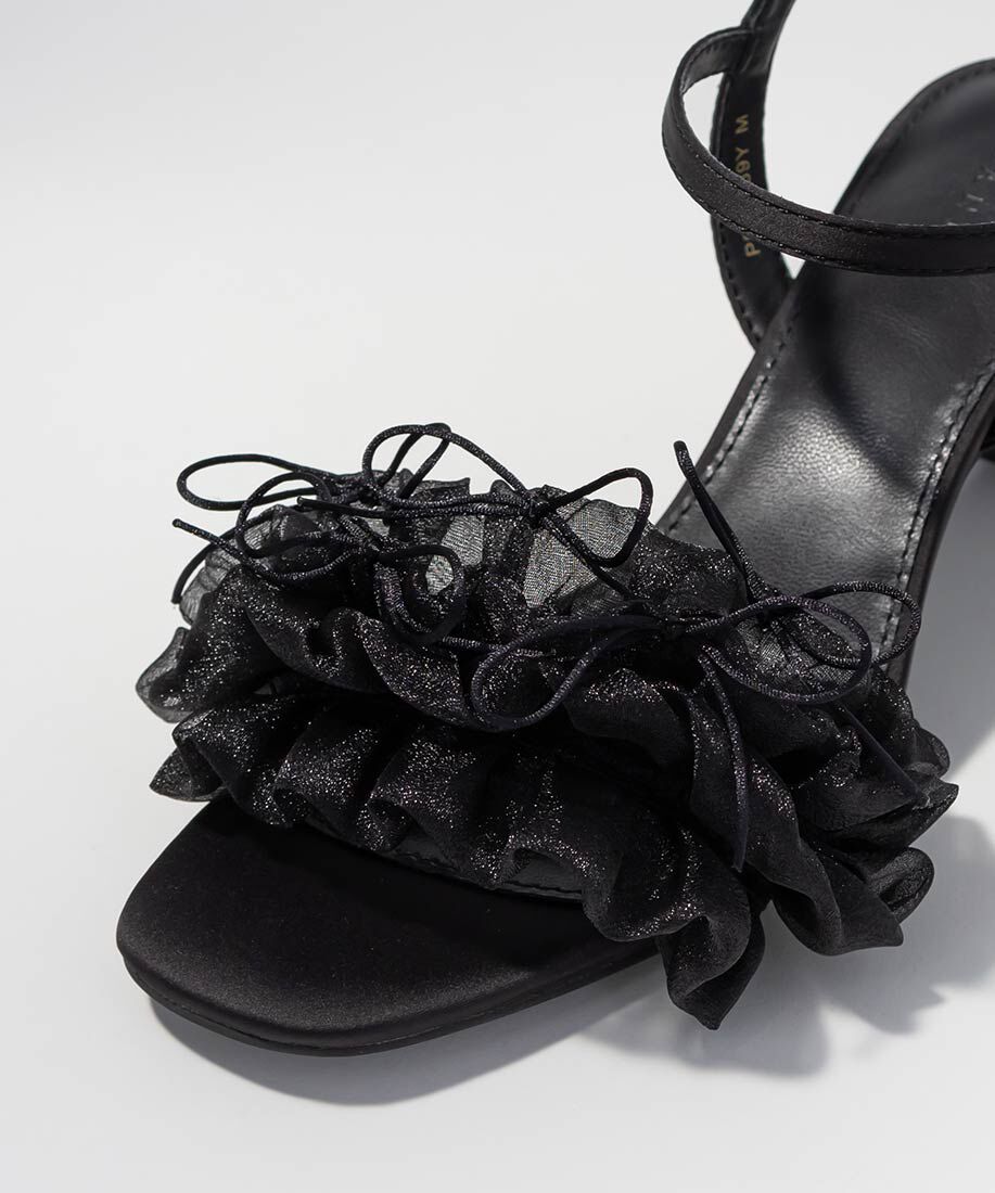  「ミニリボンフリルヒールサンダル」|サンダル|