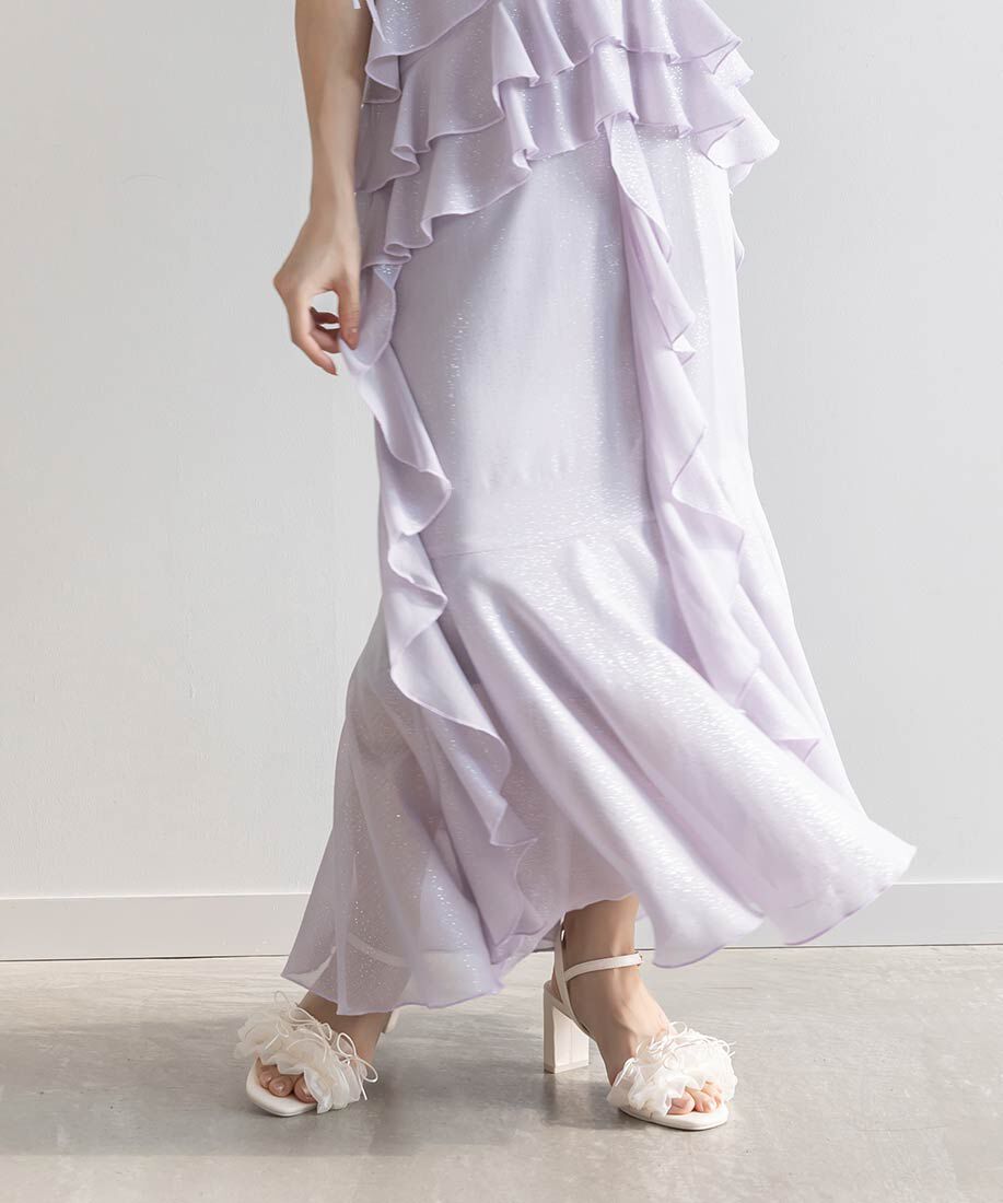  「ミニリボンフリルヒールサンダル」|サンダル|