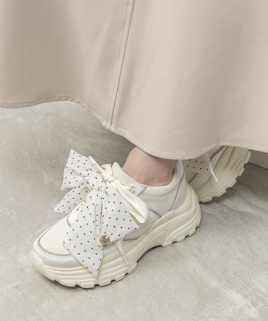  「2WAY スカーフリボンボリュームスニーカー」|スニーカー|