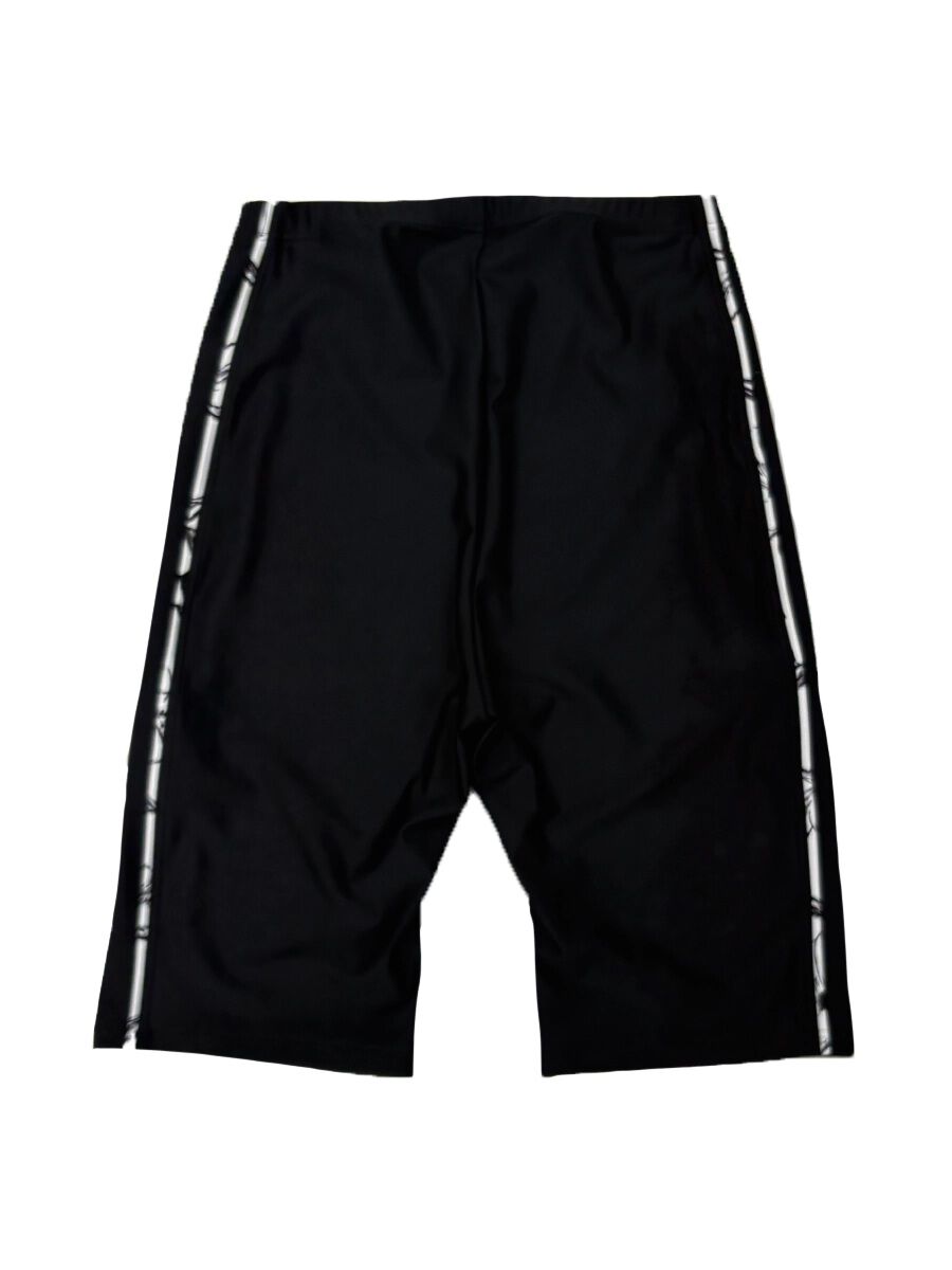 ALBOVE「モノクロ線画フラワー半袖フィットネス水着」|ビキニ|