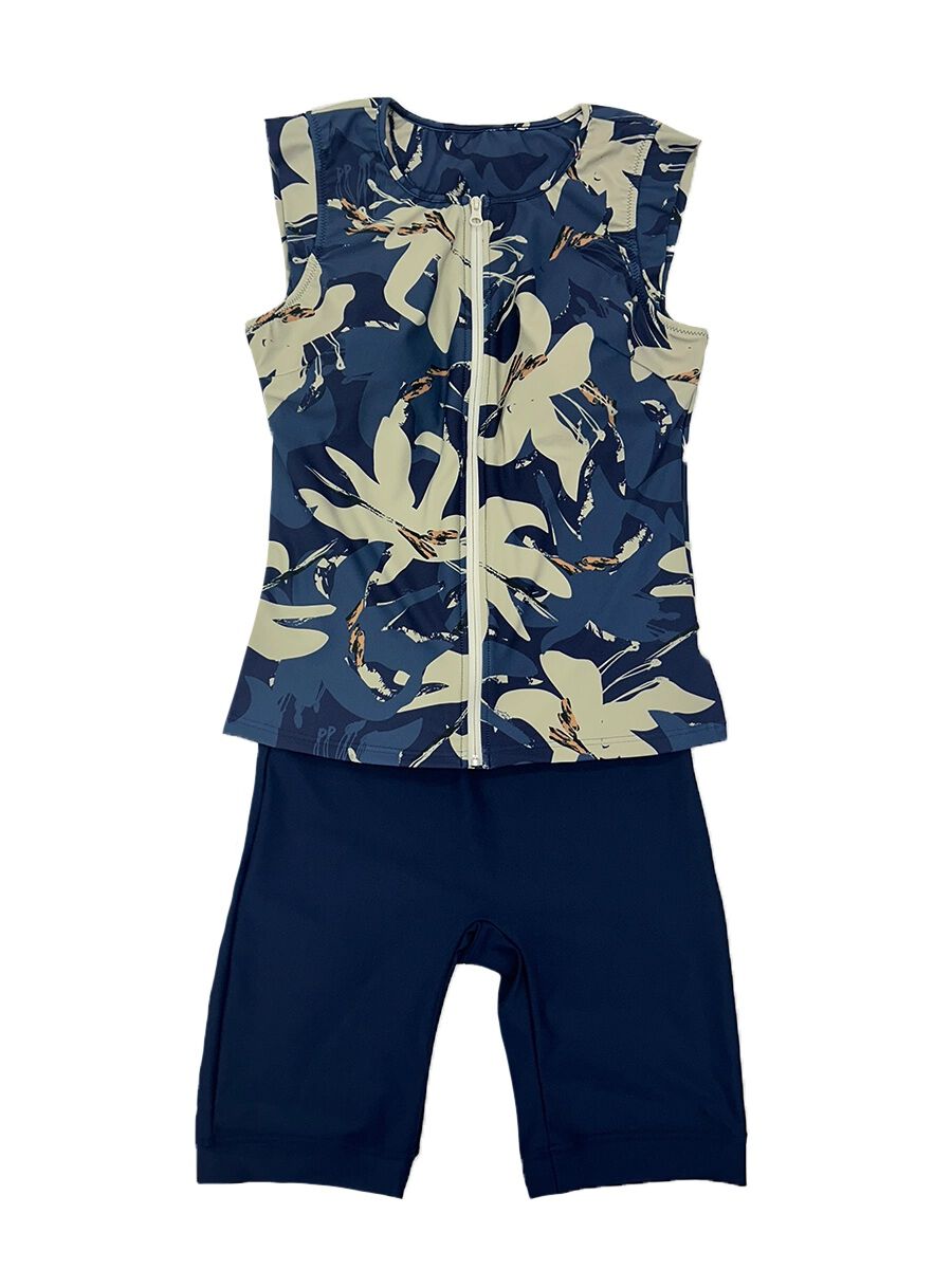 ALBOVE「抽象柄プチスリーブフィットネス水着」|ビキニ|