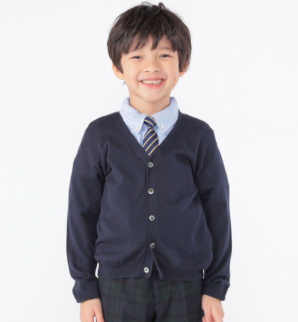 SHIPS KIDS「SHIPS KIDS:100～130cm / 14GG Vネック カーディガン」|カーディガン|ネイビー
