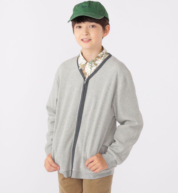 SHIPS KIDS「SHIPS KIDS:140～160cm / ワッフル カーディガン」|カーディガン|ライトグレー