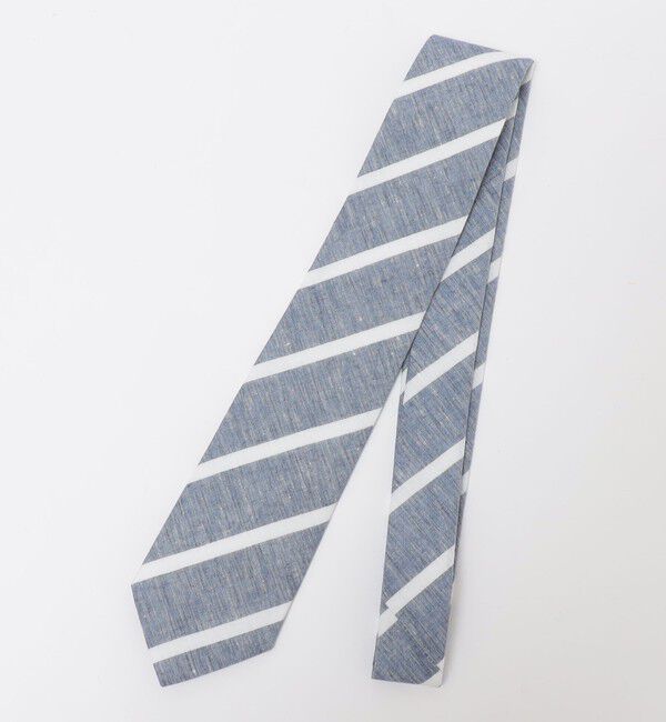 SHIPS「BREUER: リネン コットン メランジ ストライプ ネクタイ」|ネクタイ・蝶ネクタイ|ネイビー