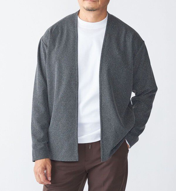 SHIPS「SHIPS:〈手洗い可能〉ドビー メッシュ ノーカラー カーディガン」|カーディガン|グレー