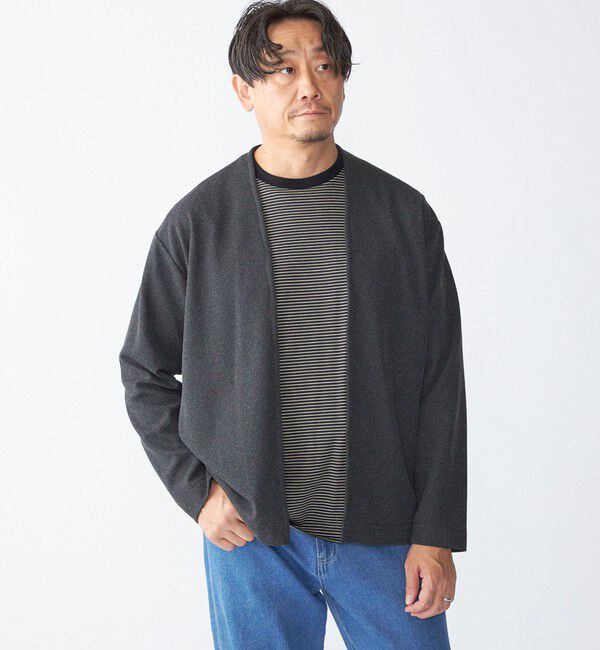 SHIPS「SHIPS:〈手洗い可能〉ドビー メッシュ ノーカラー カーディガン」|カーディガン|