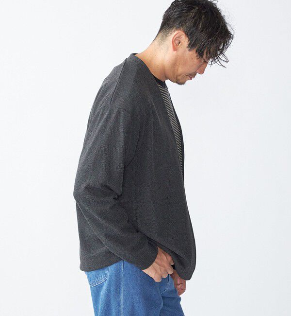 SHIPS「SHIPS:〈手洗い可能〉ドビー メッシュ ノーカラー カーディガン」|カーディガン|