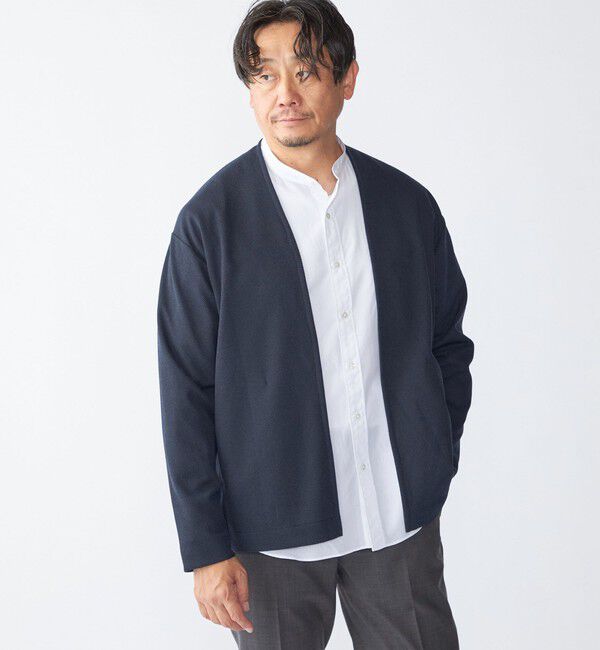 SHIPS「SHIPS:〈手洗い可能〉ドビー メッシュ ノーカラー カーディガン」|カーディガン|