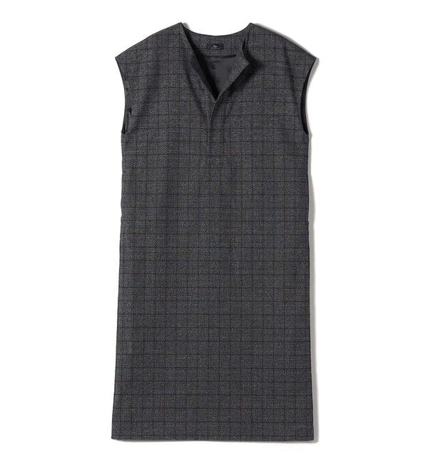 SHIPS for women「SHIPS Primary Navy Label:〈手洗い可能〉チェック / 無地 スキッパー ワンピース」|ワンピース|ブラック