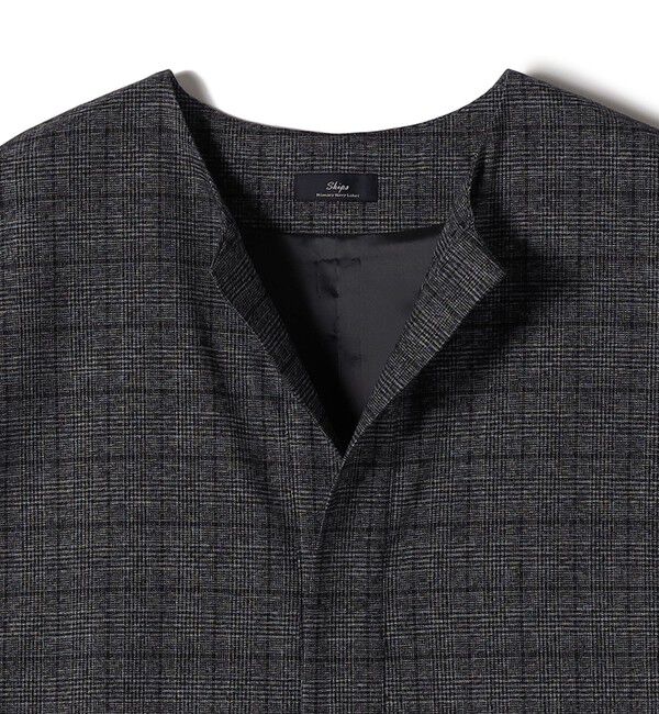 SHIPS for women「SHIPS Primary Navy Label:〈手洗い可能〉チェック / 無地 スキッパー ワンピース」|ワンピース|