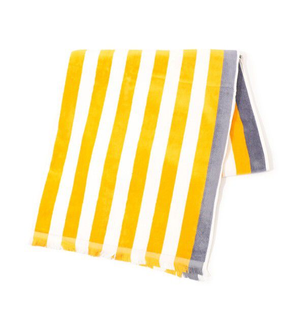 TOMORROWLAND HOME「コットンストライプ ベルベットビーチタオル」|タオル|24 イエロー系