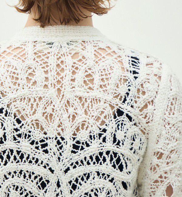 MACPHEE「コットンエンブロイダリー クルーネックジャケット」|ノーカラージャケット|