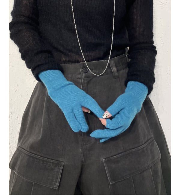 IENA LA BOUCLE「LABOUCLE 5本指グローブ」|手袋|ブルー A