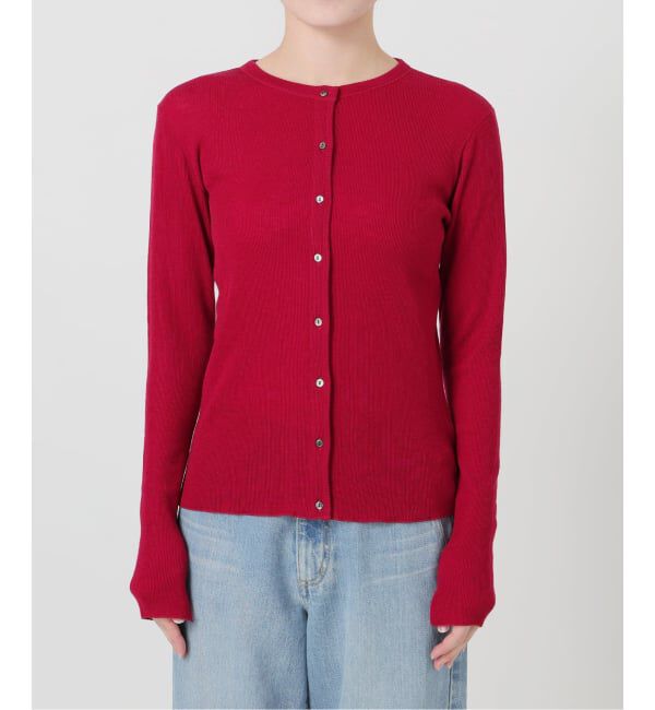 IENA LA BOUCLE「IENA LA BOUCLE ウールテレコカーディガン」|カーディガン|レッド