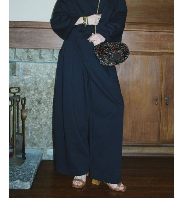 VERMEIL par iena「Curved Tuck パンツ」|その他|ブラック