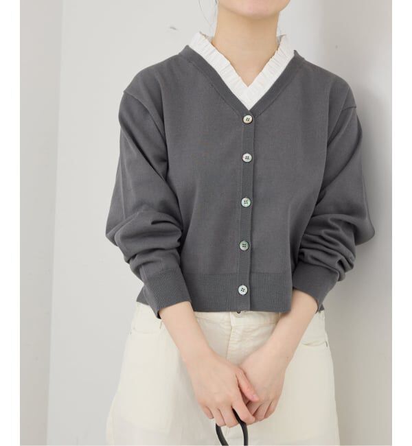 IENA「ウォッシャブル 2WAYフリルニットカーディガン」|カーディガン|