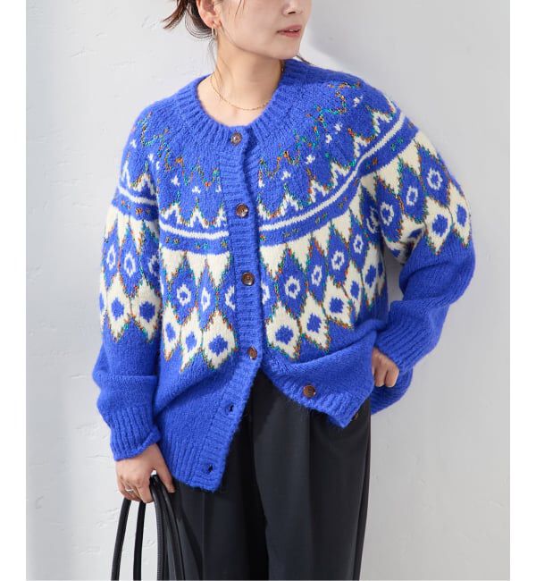 JOURNAL STANDARD「【GREEN BUTTER/グリーンバター】ALPACA NORDIC CARDIGAN」|カーディガン|ブルー A