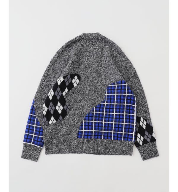JOURNAL STANDARD「NOMARHYTHM TEXTILE (ノーマリズム テキスタイル) Argyle & Check Mix Cardigan」|カーディガン|