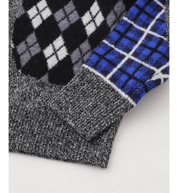 JOURNAL STANDARD「NOMARHYTHM TEXTILE (ノーマリズム テキスタイル) Argyle & Check Mix Cardigan」|カーディガン|