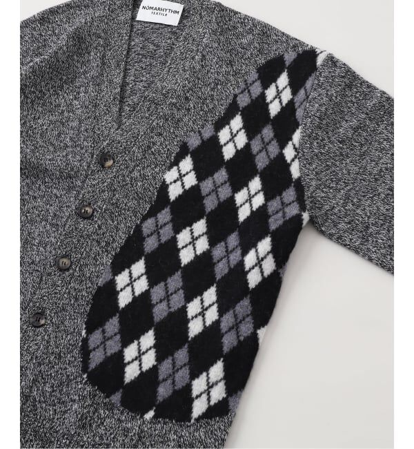 JOURNAL STANDARD「NOMARHYTHM TEXTILE (ノーマリズム テキスタイル) Argyle & Check Mix Cardigan」|カーディガン|