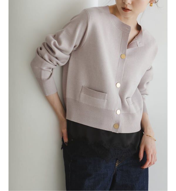NOBLE「ダブル編みショートカーデ」|カーディガン|ベージュ