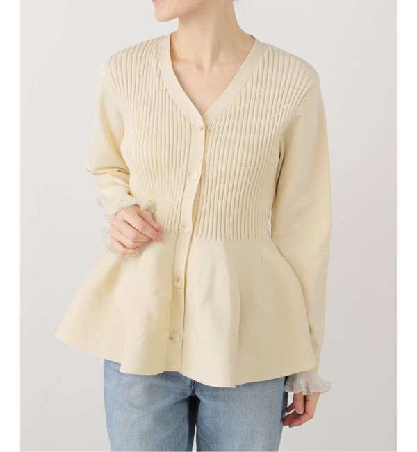  「【洗える】ペプラムニット」|カーディガン|