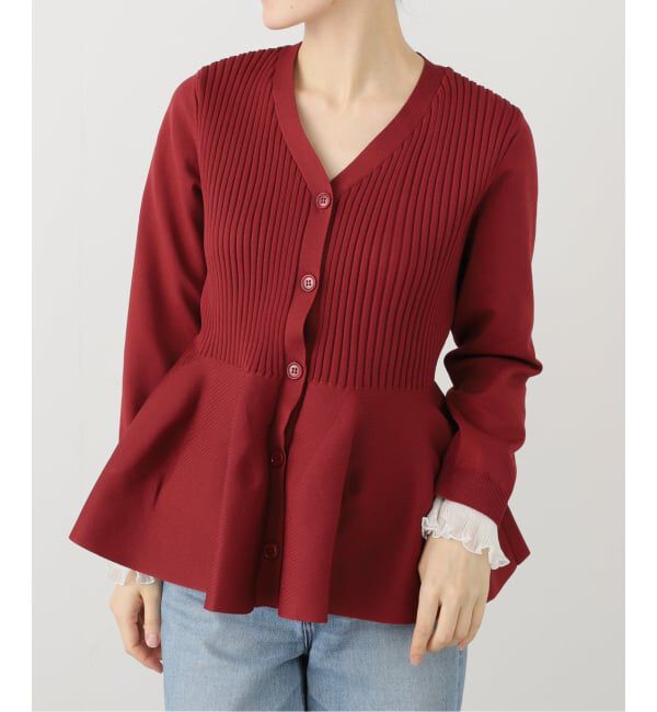  「【洗える】ペプラムニット」|カーディガン|