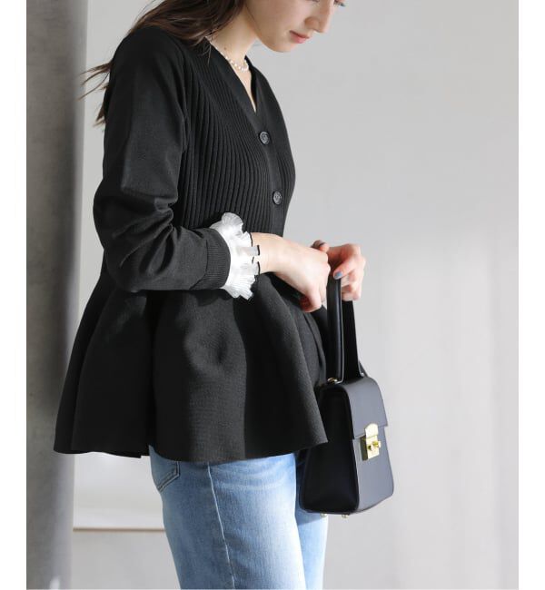  「【洗える】ペプラムニット」|カーディガン|