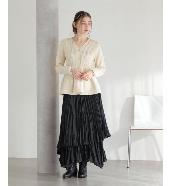  「【洗える】ペプラムニット」|カーディガン|