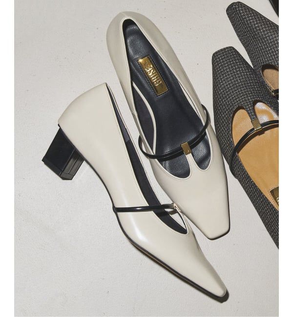 GRISE「GRISE4cmナロースクエアメタルTストラップパンプス」|パンプス|ナチュラル