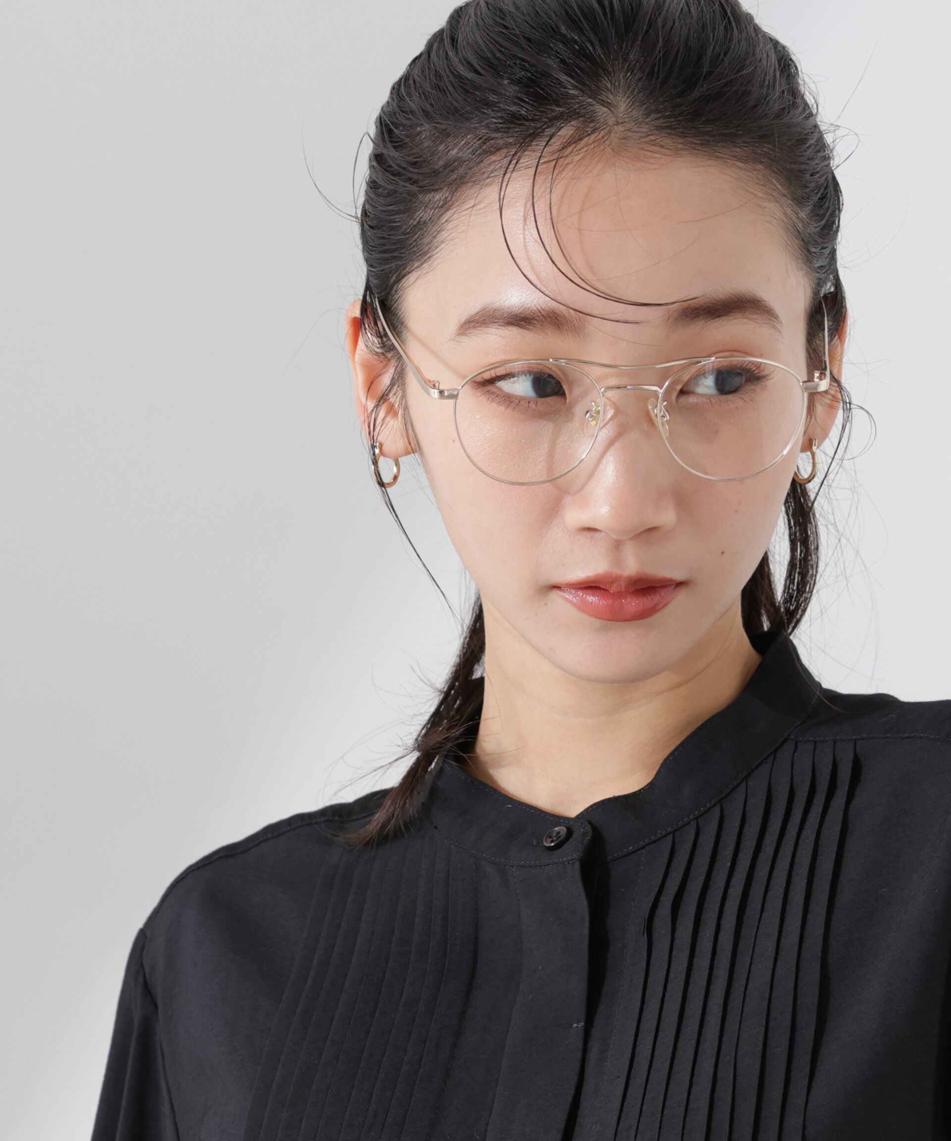 nano･universe「ツインブリッジラウンドサングラス」|メガネ|ゴールド