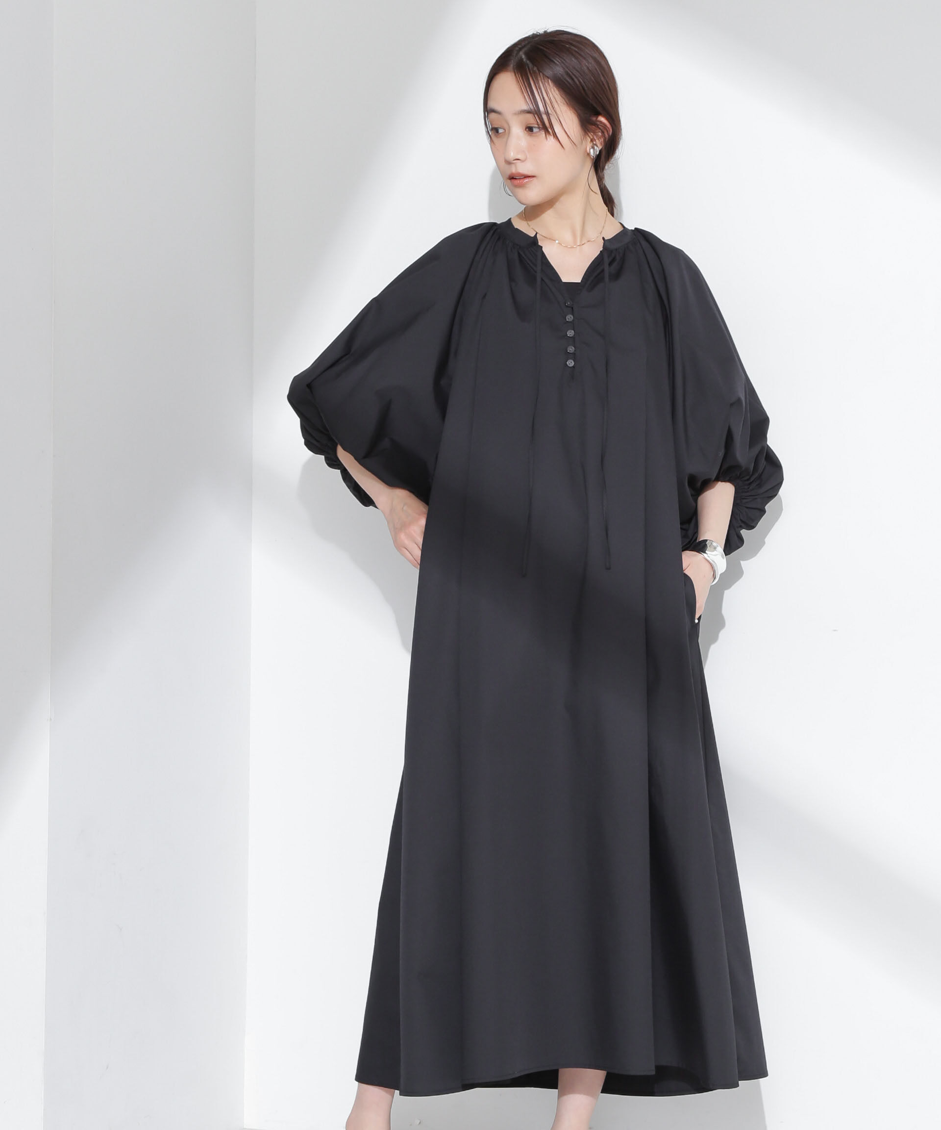 nano･universe「ボリュームギャザーフレアワンピース」|ワンピース|