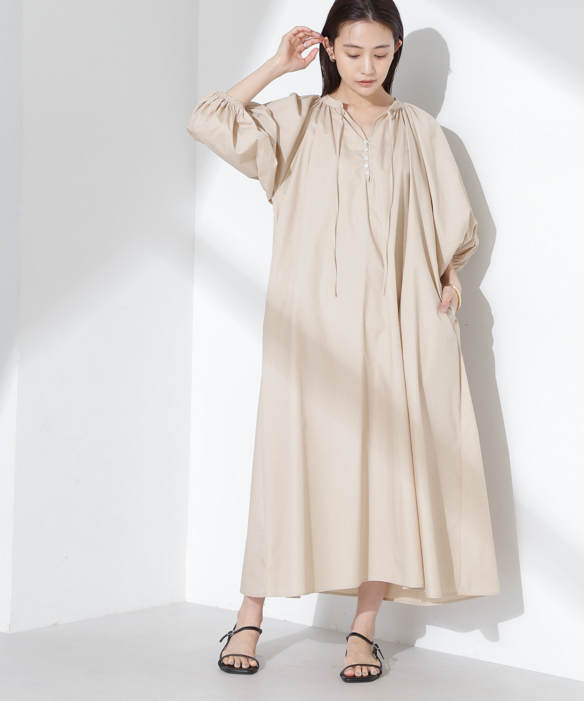 nano･universe「ボリュームギャザーフレアワンピース」|ワンピース|