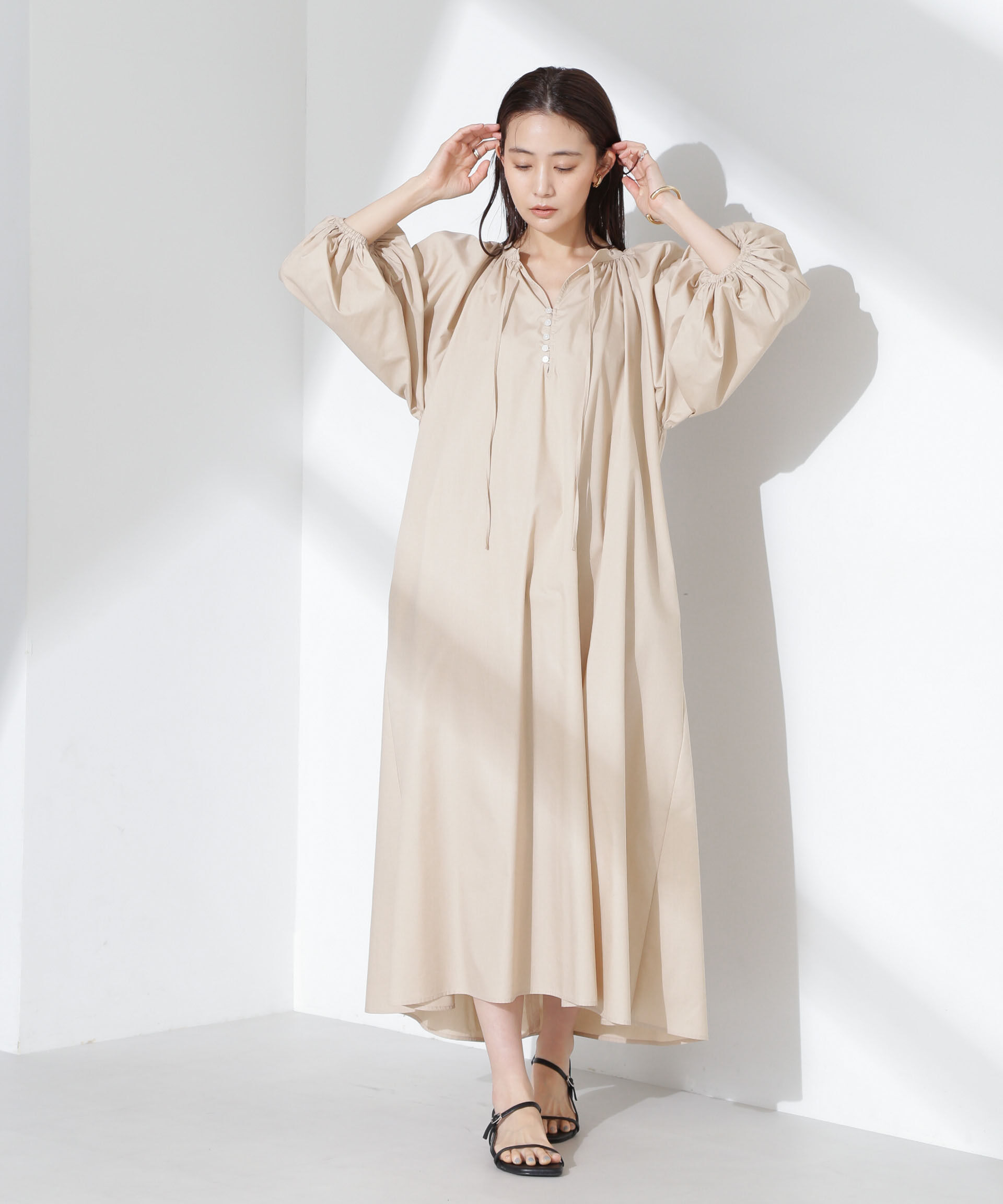 nano･universe「ボリュームギャザーフレアワンピース」|ワンピース|