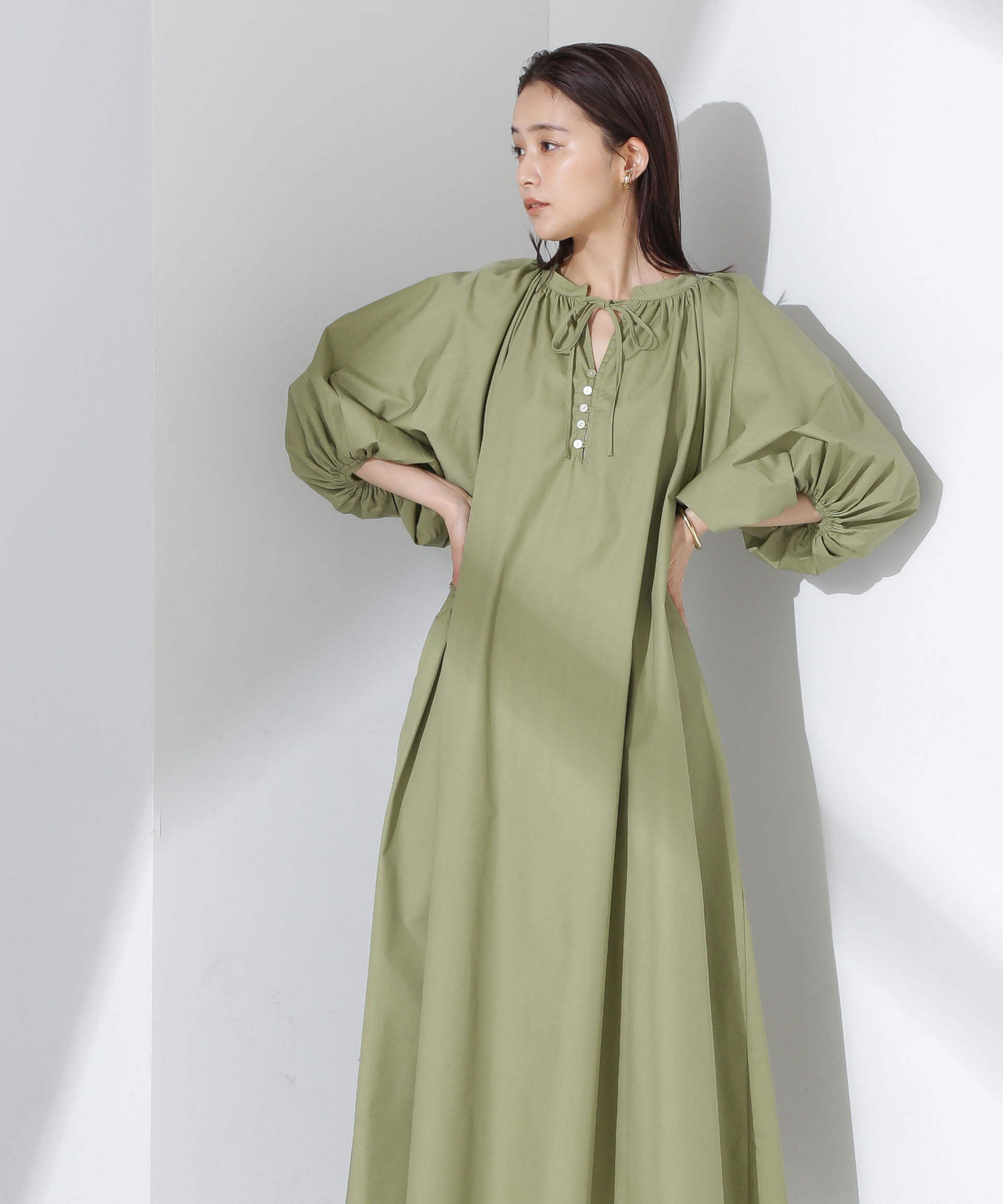 nano･universe「ボリュームギャザーフレアワンピース」|ワンピース|