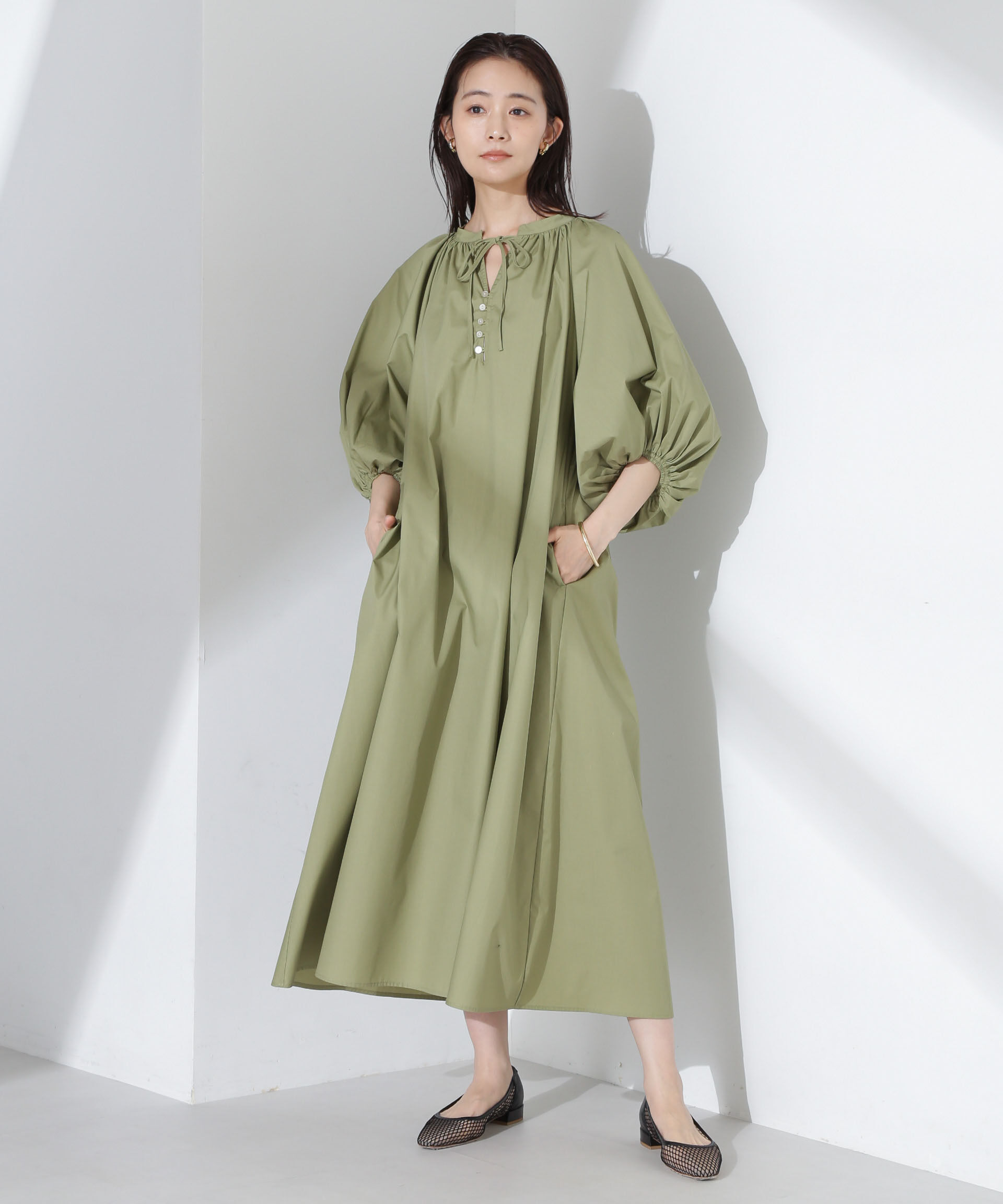 nano･universe「ボリュームギャザーフレアワンピース」|ワンピース|