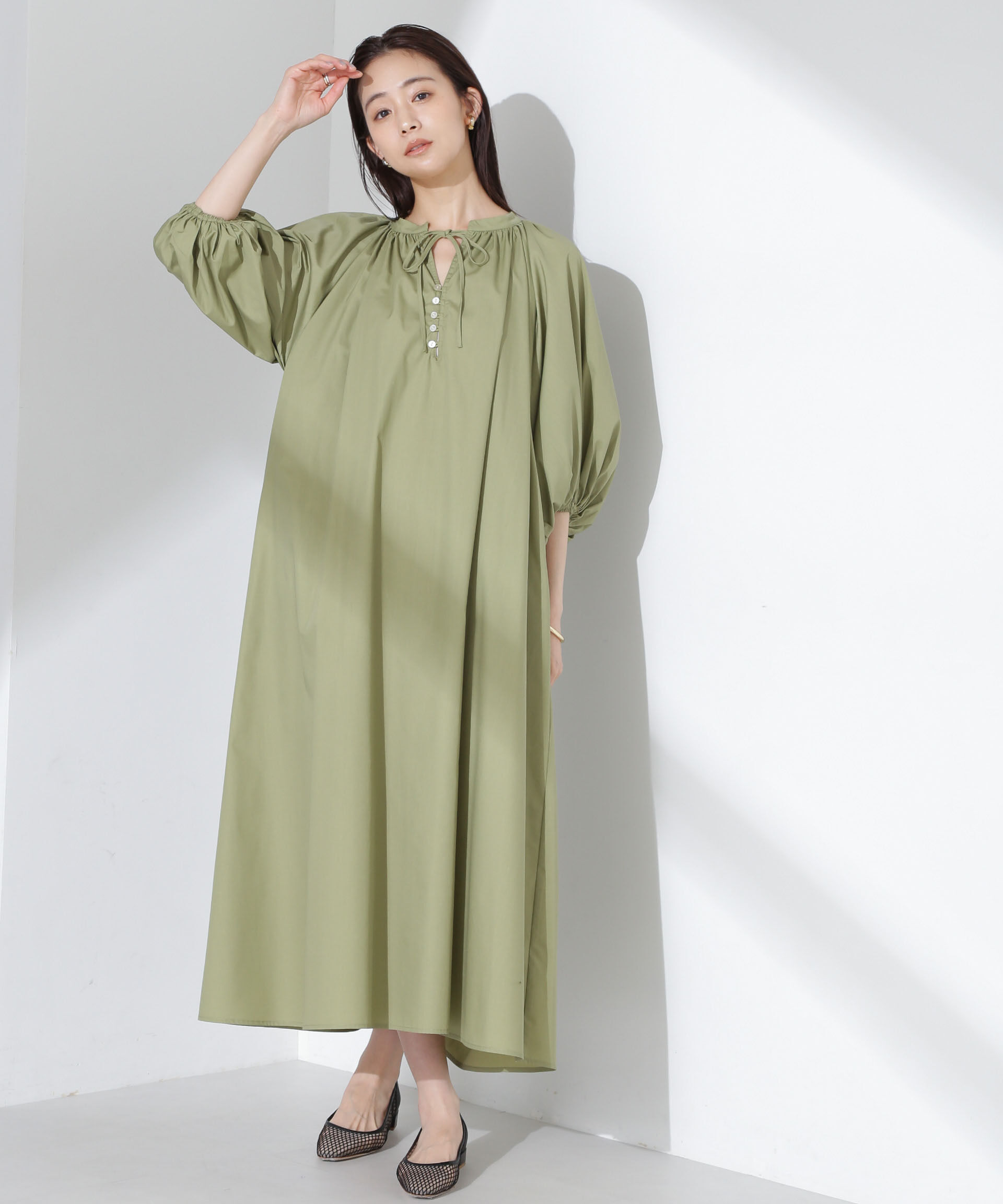 nano･universe「ボリュームギャザーフレアワンピース」|ワンピース|