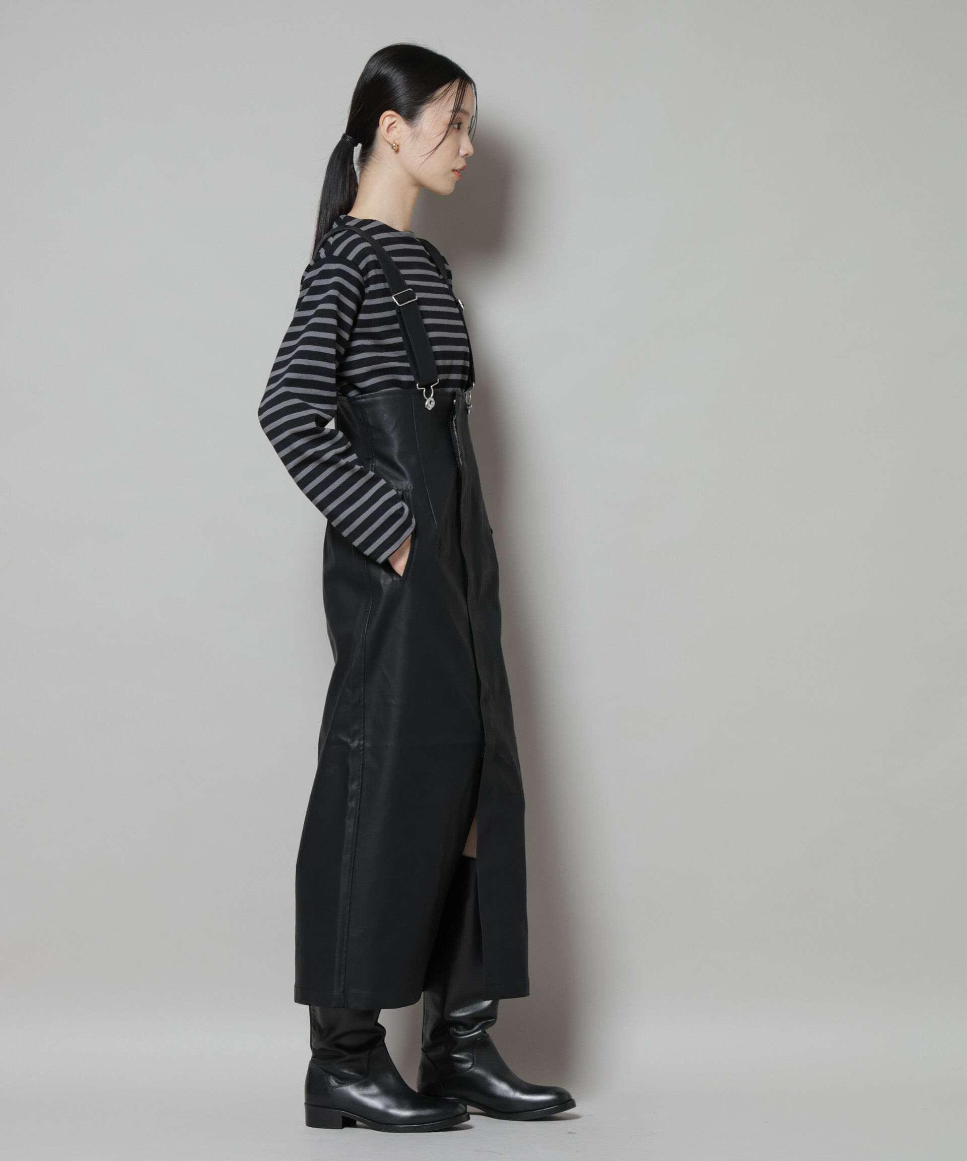 nano･universe「UNIVERSAL OVERALL/TIGHT ECO LEATHER」|ワンピース|