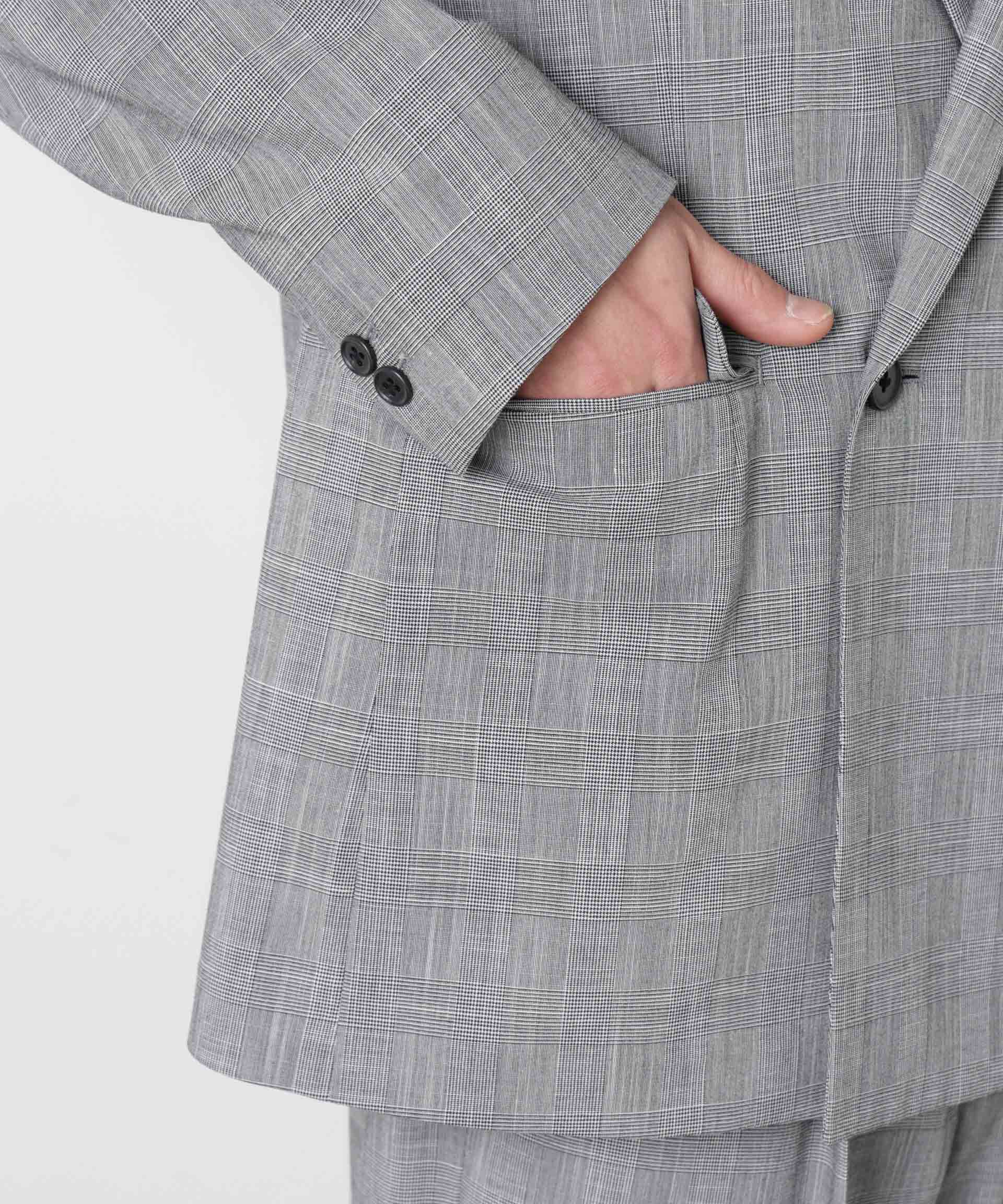 nano･universe「グレンチェックダブルブレストジャケット（セットアップ可）」|テーラードジャケット|