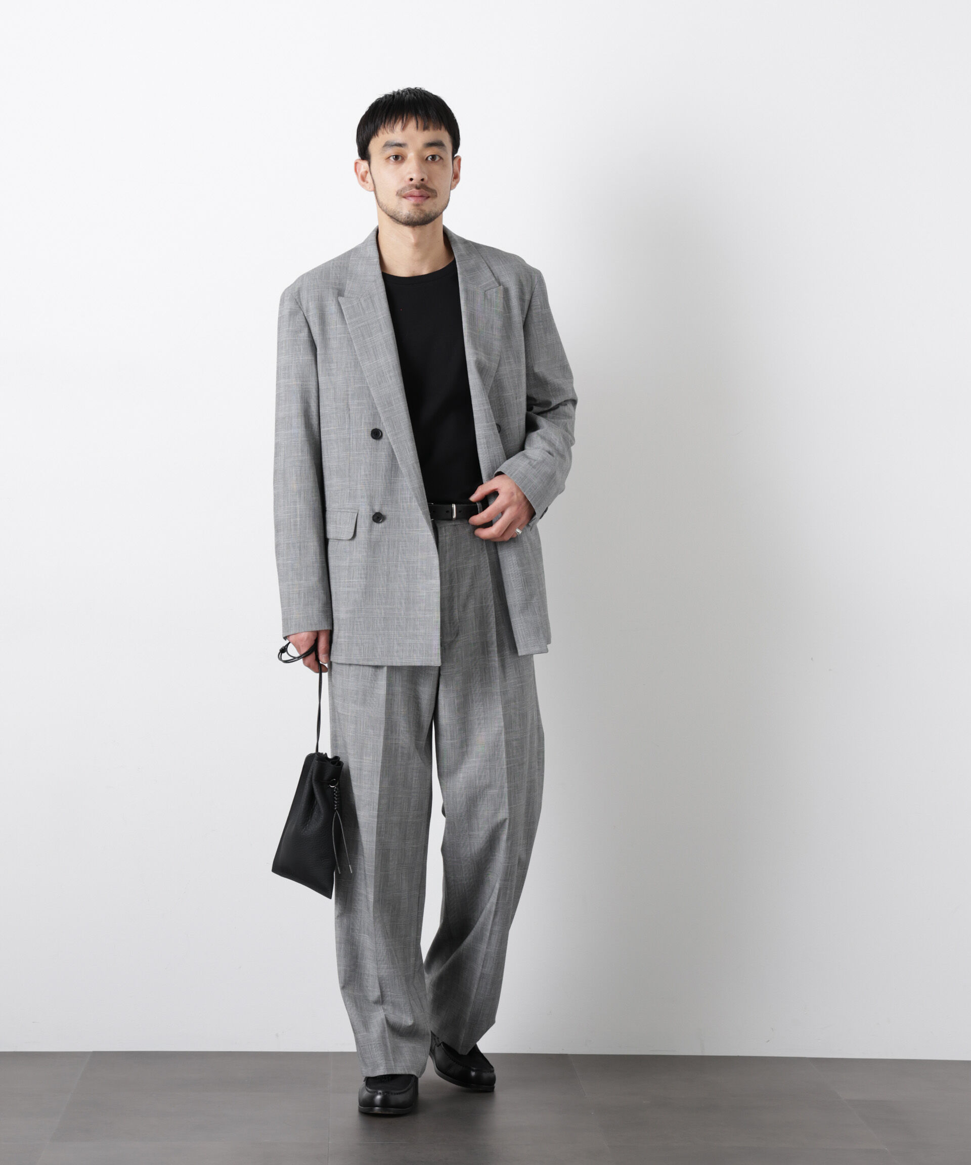 nano･universe「グレンチェックダブルブレストジャケット（セットアップ可）」|テーラードジャケット|