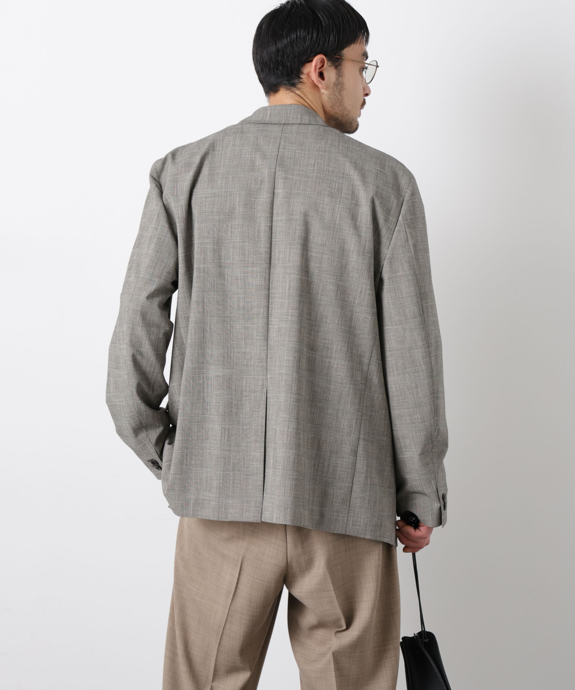 nano･universe「グレンチェックダブルブレストジャケット（セットアップ可）」|テーラードジャケット|