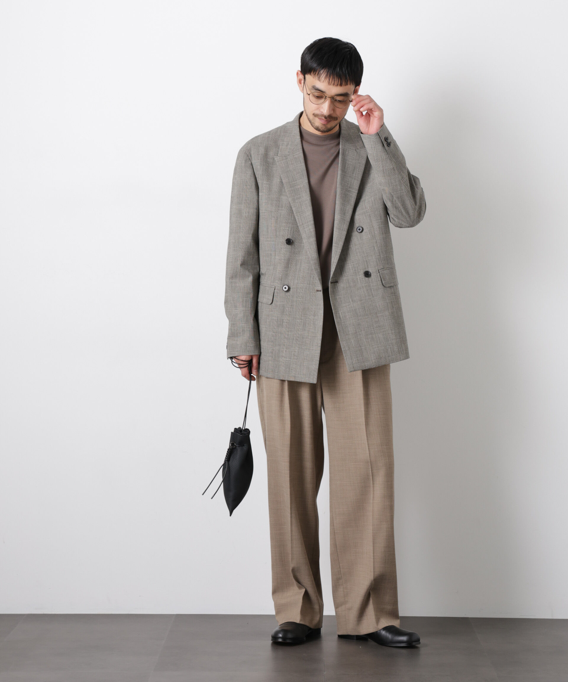 nano･universe「グレンチェックダブルブレストジャケット（セットアップ可）」|テーラードジャケット|