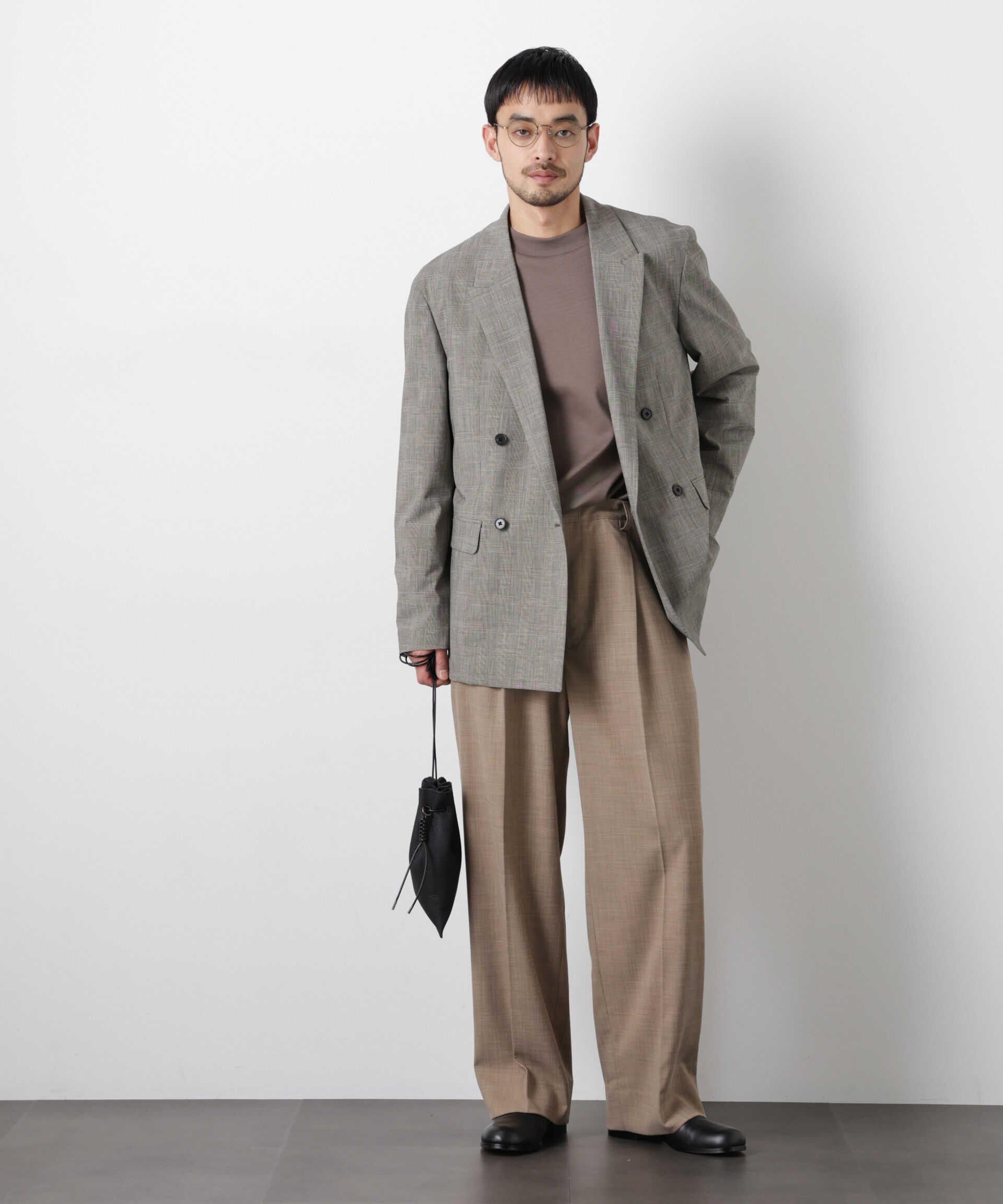 nano･universe「グレンチェックダブルブレストジャケット（セットアップ可）」|テーラードジャケット|