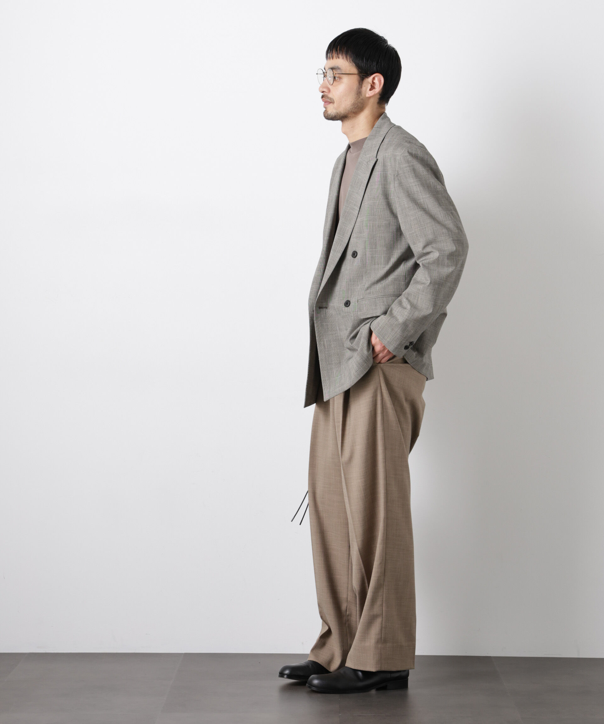 nano･universe「グレンチェックダブルブレストジャケット（セットアップ可）」|テーラードジャケット|