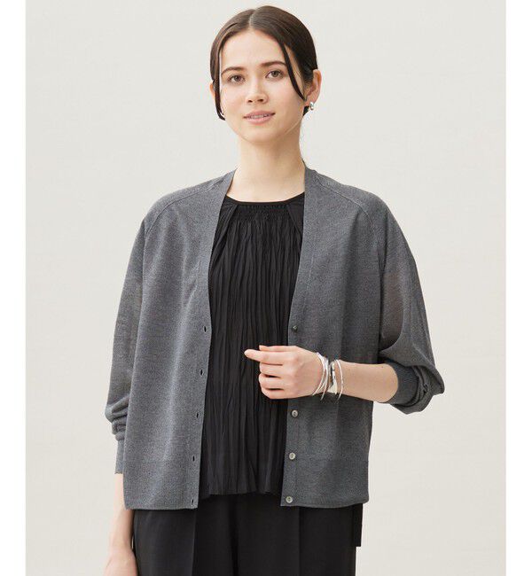 自由区「【洗える】ブライトシアー カーディガン」|カーディガン|チャコール