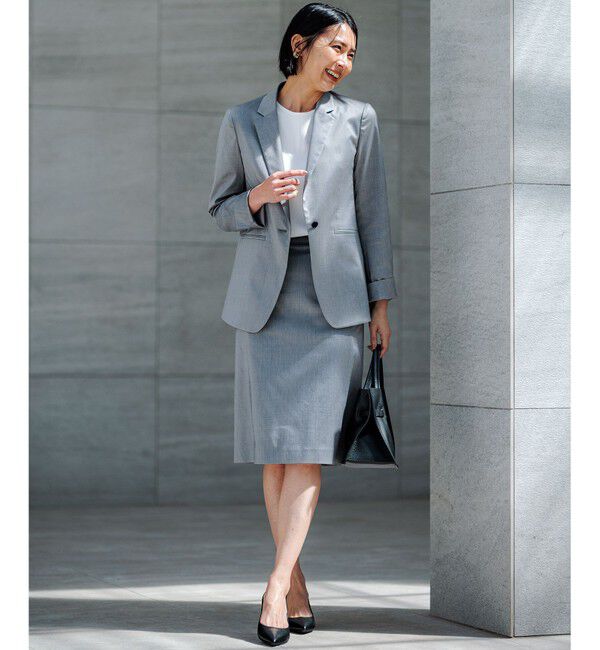 23区「【洗える/セットアップ対応】グロッシーコットンシャンブレー タイトスカート」|スカート|