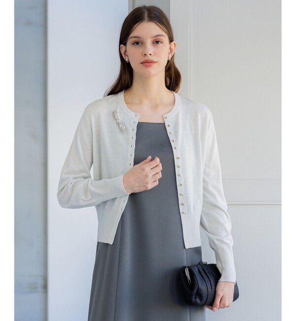 23区「【APPLAUDIR】コンパクト ラメカーディガン」|カーディガン|シルバー系