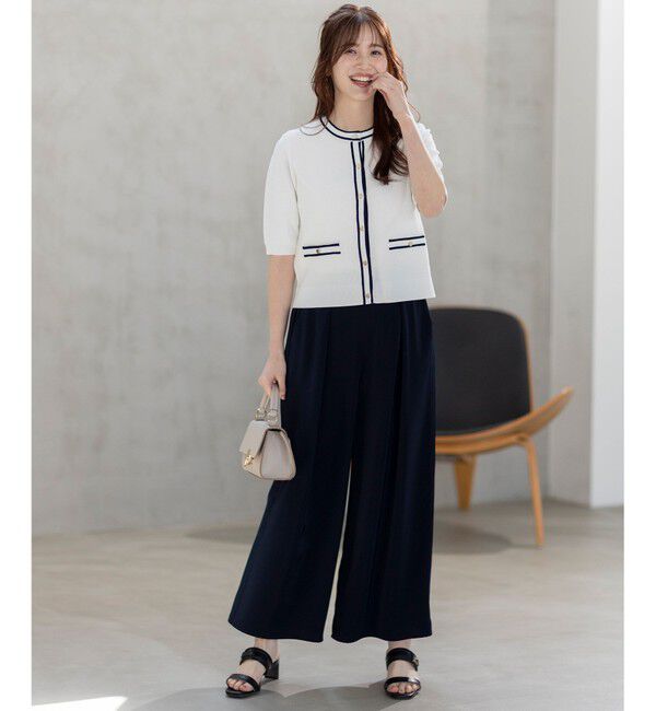 ANY SIS「【UVカット・洗える】リンクスバイカラー カーディガン」|カーディガン|