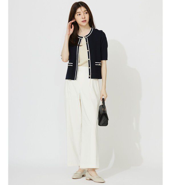 ANY SIS「【UVカット・洗える】リンクスバイカラー カーディガン」|カーディガン|