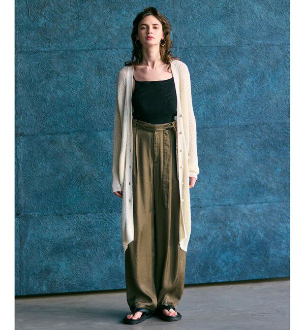 BEIGE,「【洗える】OPTICAL / ペーパーヤーンVネックロングカーディガン」|カーディガン|